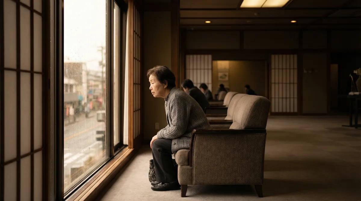 Aさんのお母様 - ホテルのロビーで一人寂しそうに待つ